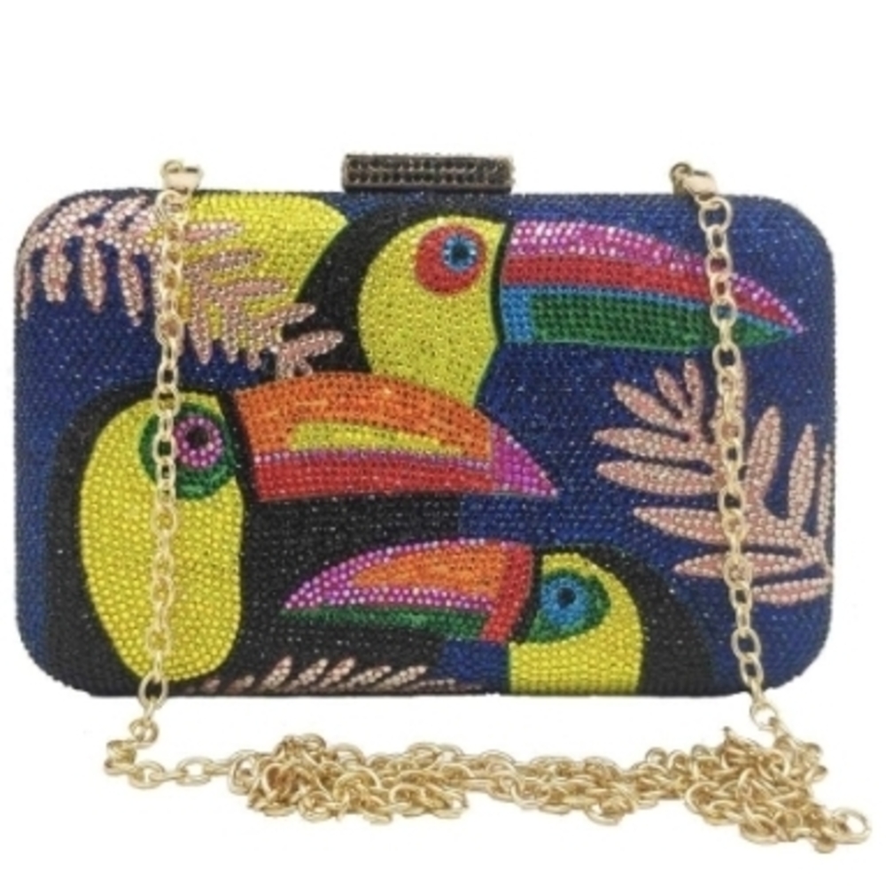 Colorful Toucan Embellished Clutch
